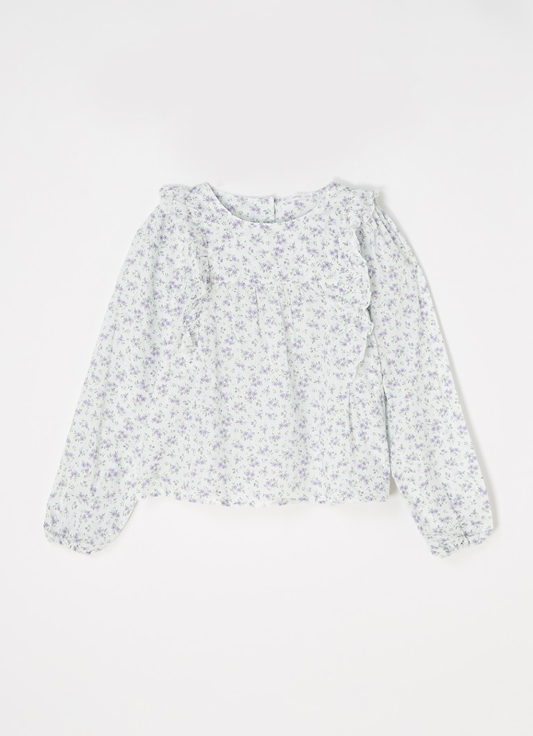 MANGO - Mina tuniek met ruches en bloemenprint  - Gebroken wit