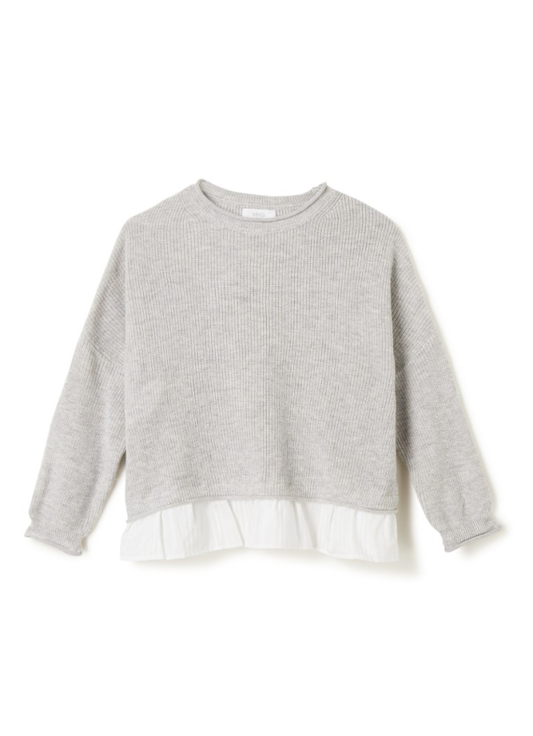 MANGO - Mixy loose fit pullover met blouse-inzet - Lichtgrijs