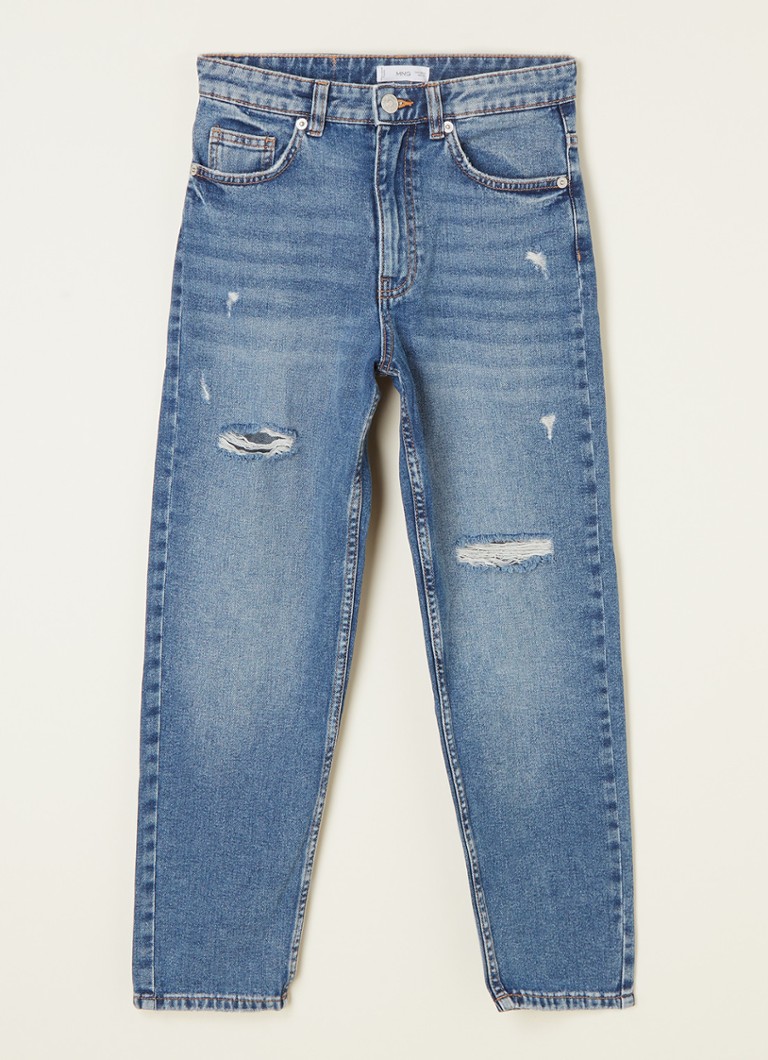 MANGO - Mumt high waist mom jeans met ripped details - Indigo