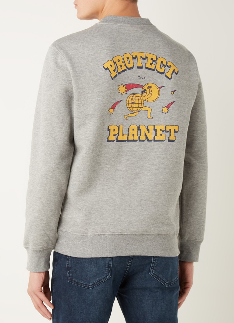 MANGO - Planet sweater met front- en backprint  - Grijsmele