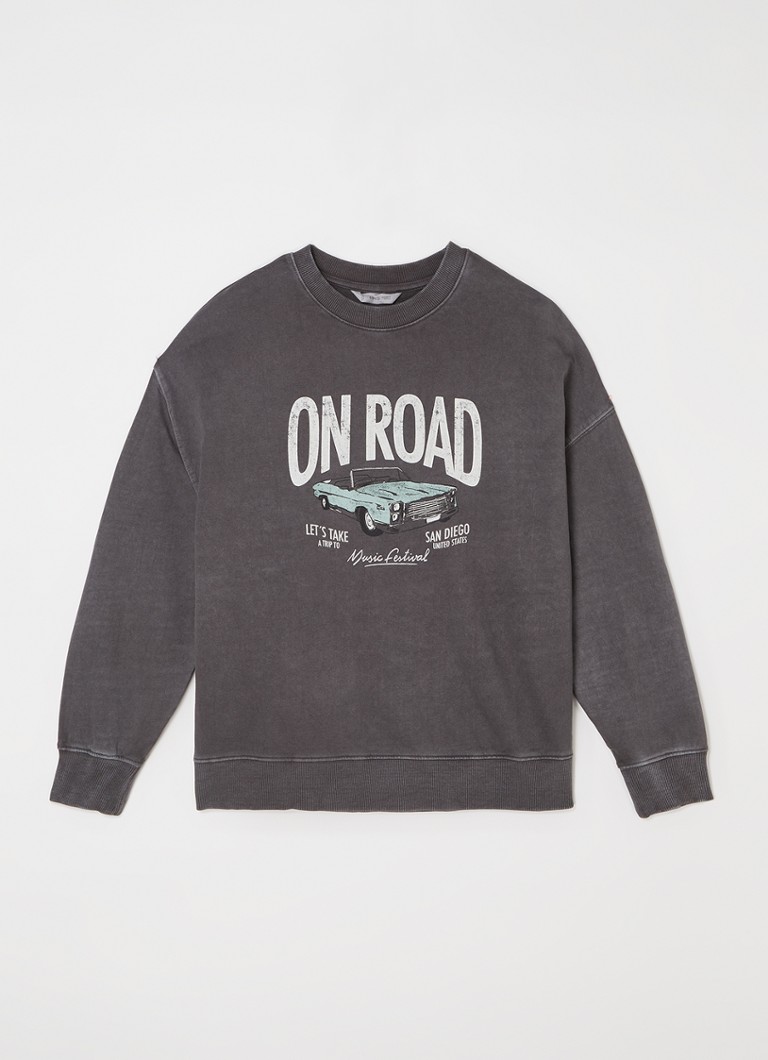 MANGO - Road sweater met print - Antraciet