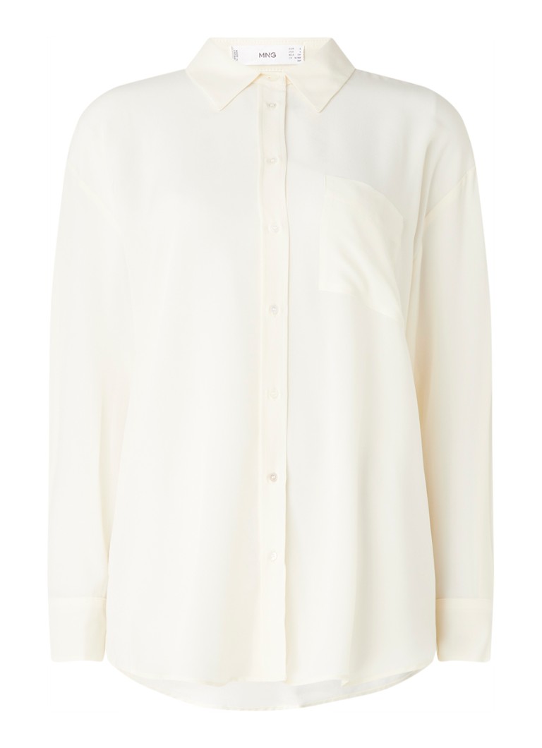 MANGO - Sasha basic blouse van zijde  - Gebroken wit