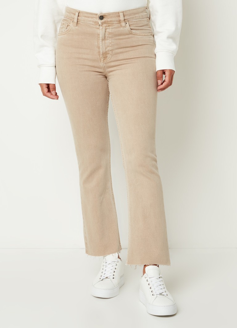 MANGO - Sienna high waist bootcut cropped jeans met gekleurde wassing - Lichtbruin