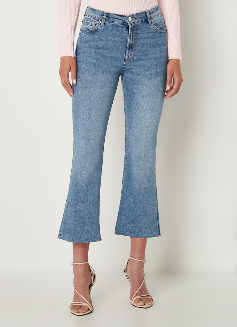 MANGO - Sienna high waist bootcut cropped jeans met stretch - Indigo