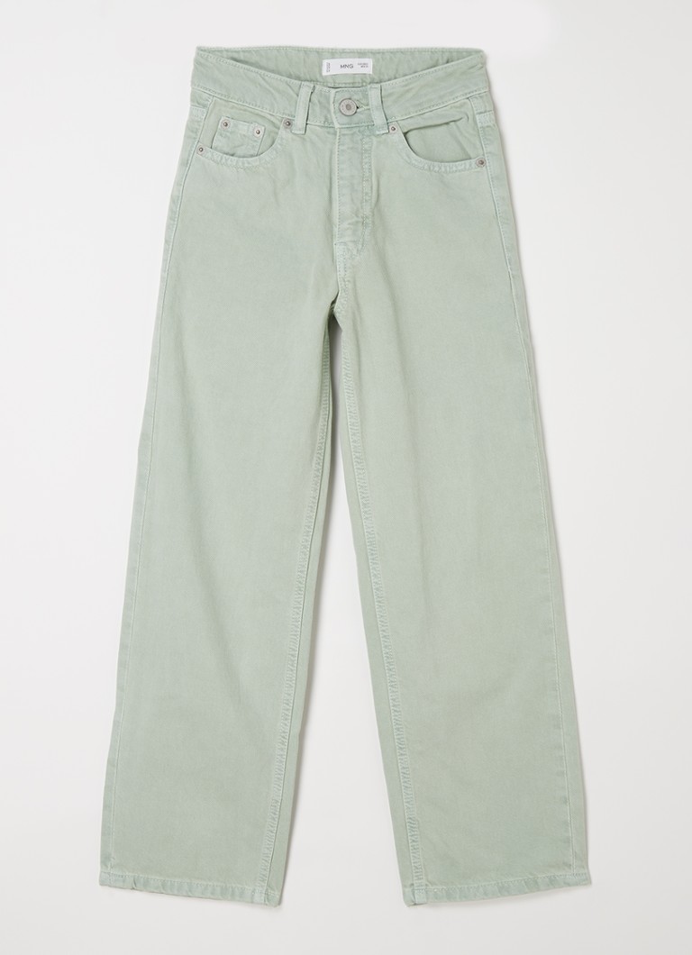 MANGO - Straigts high waist straight leg jeans met gekleurde wassing - Lindegroen