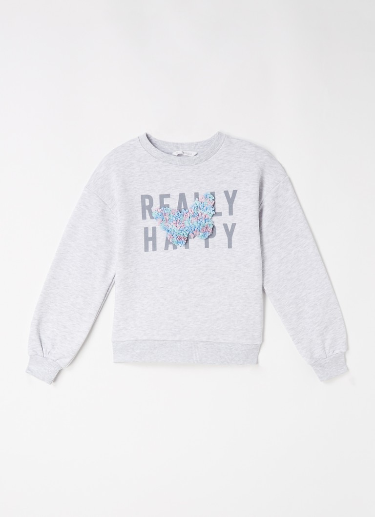 MANGO - Sudadera sweater met tekstprint en applicatie  - Grijsmele