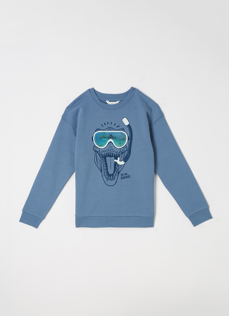 MANGO - Sweater met print  - Staalblauw