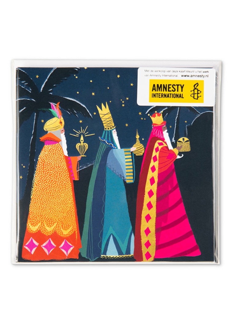 MAP Publishing - Amnesty International, 3 koningen - 1 design - Kerstkaart met envelop set van 10 - Donkerblauw