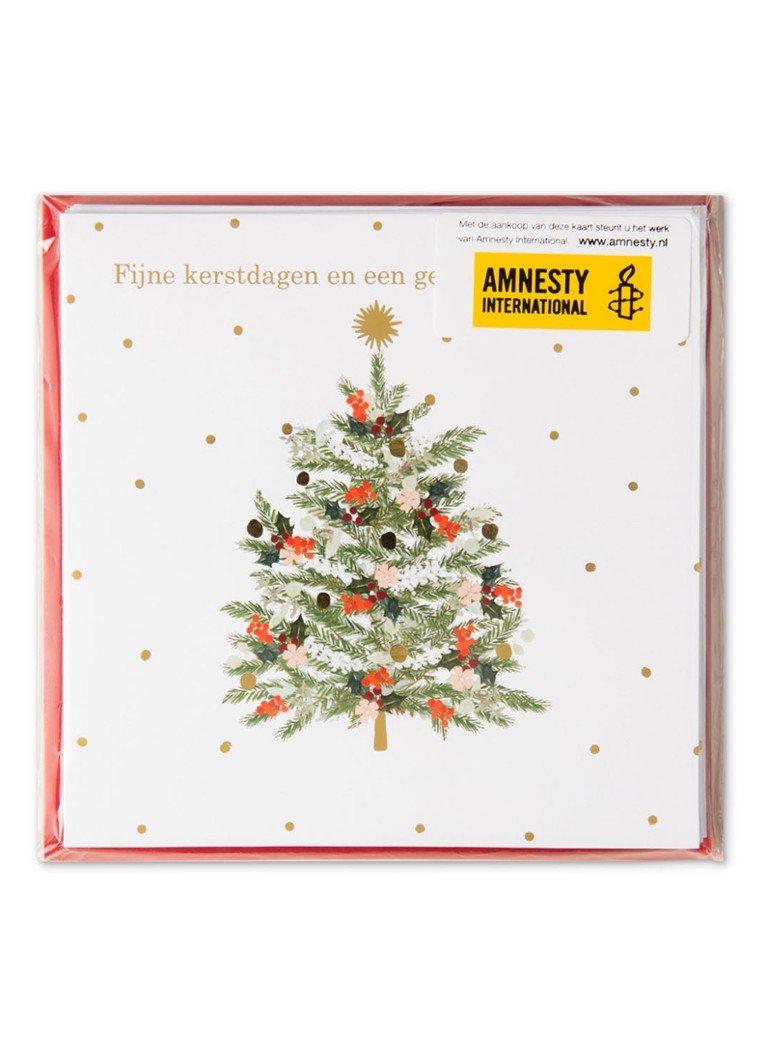 MAP Publishing - Amnesty International, Kerstboom - 1 design - Kerstkaart met envelop set van 8 - Rood