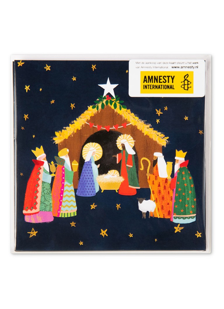 MAP Publishing - Amnesty International, Kerststalletje - 1 design - Kerstkaart met envelop set van 10 - Rood