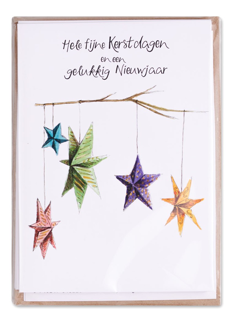 MAP Publishing - Christa Mulder Design Star Ornaments kerstkaart - set van 8 inclusief enveloppen - Wit