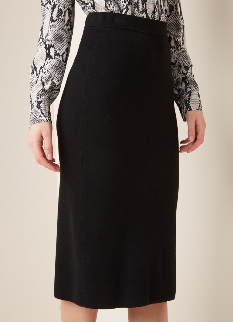 Marc Aurel - Fijngebreide midirok in kasjmierblend - Zwart