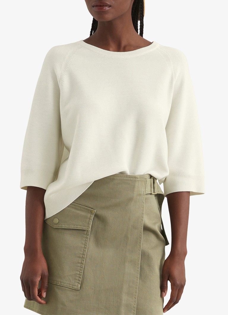 Marc O'Polo Denim - Fijngebreide pullover met ronde hals - Creme
