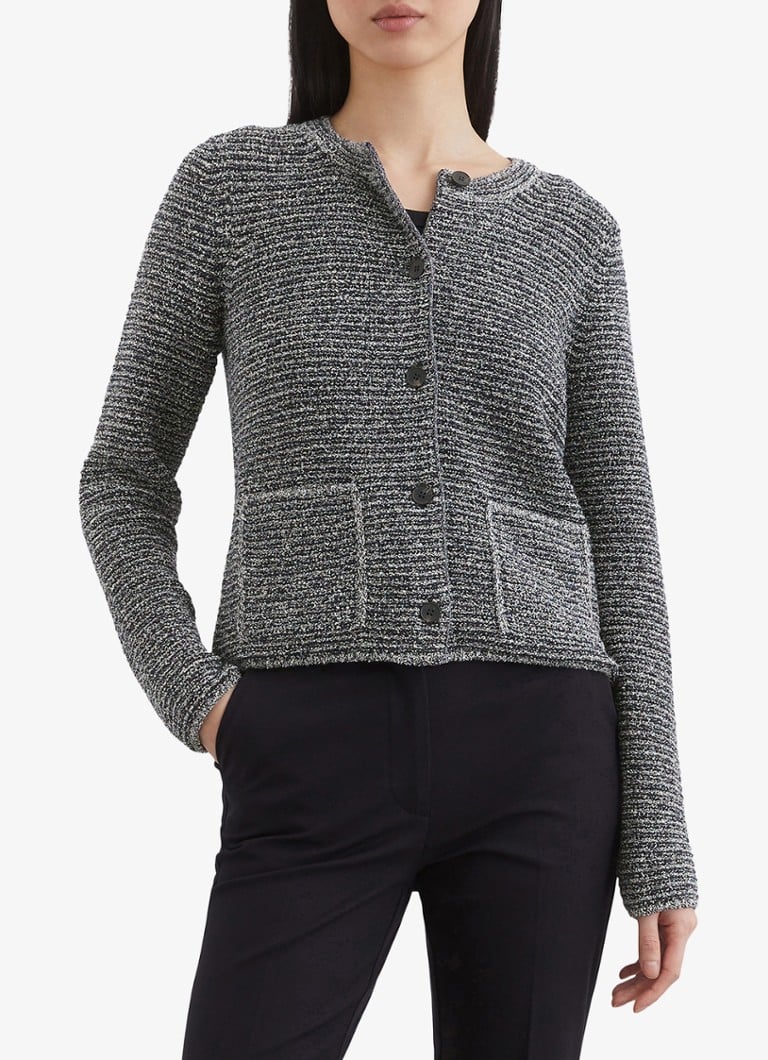 Marc O'Polo - Fijngebreid vest met gemêleerd dessin - Donkerbruin