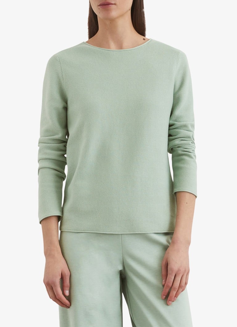 Marc O'Polo - Fijngebreide pullover met boothals - Mint