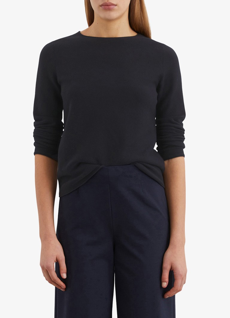 Marc O'Polo - Fijngebreide pullover met boothals - Donkerblauw