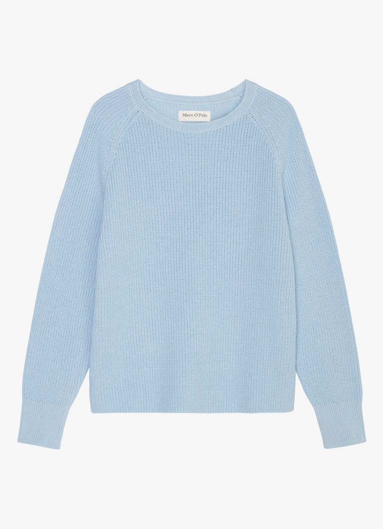 Marc O'Polo - Fijngebreide pullover met structuur - Lichtblauw