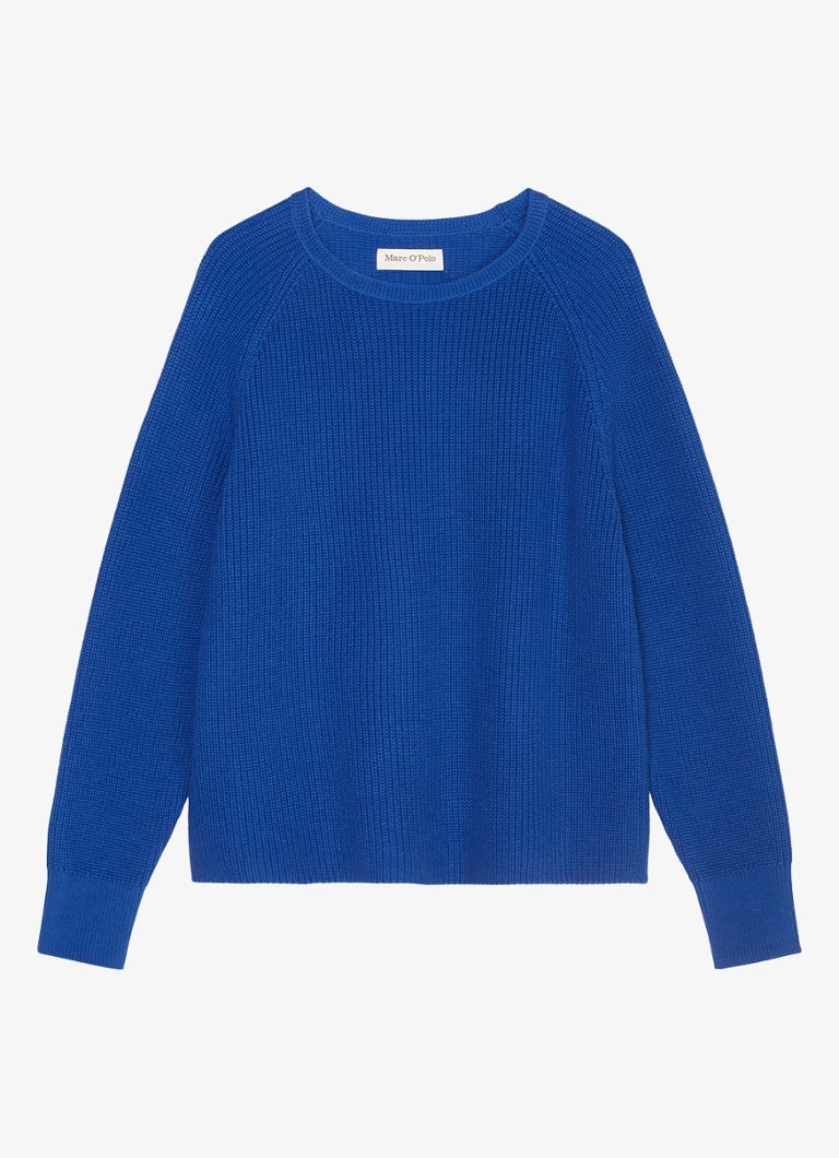 Marc O'Polo - Fijngebreide pullover met structuur - Kobaltblauw