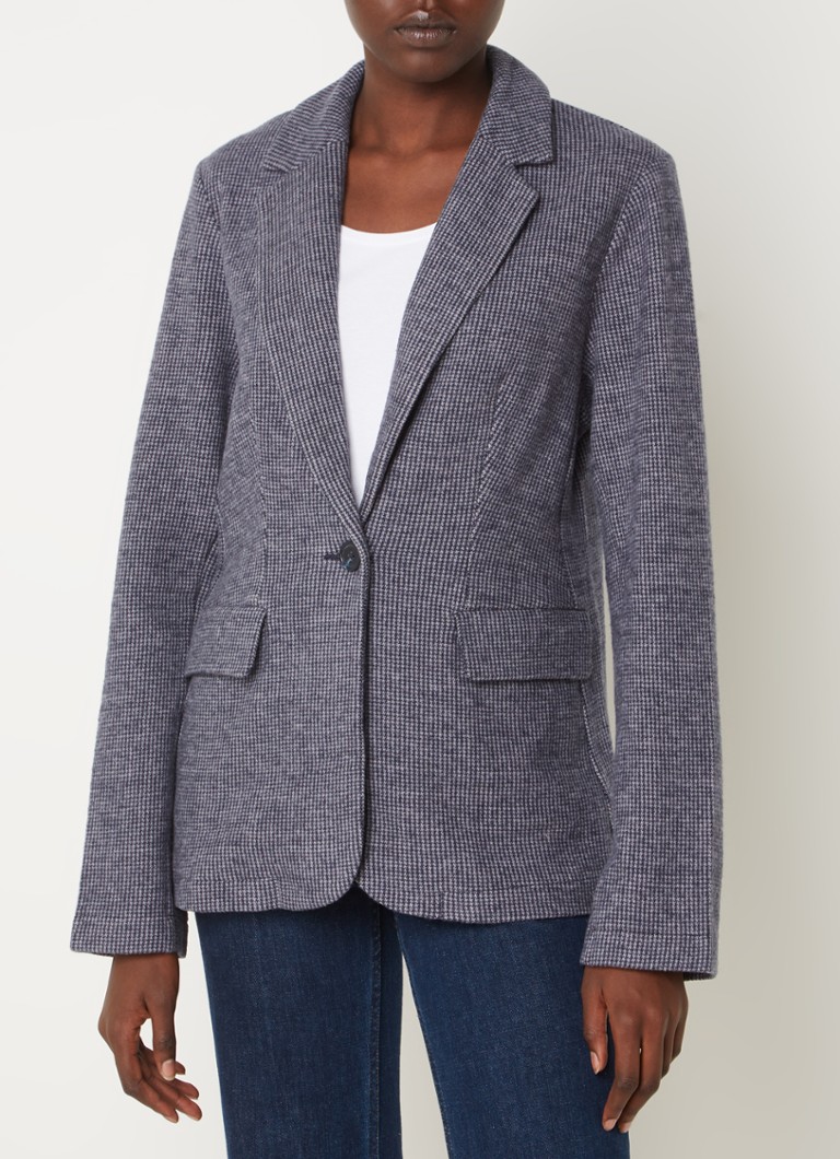 Marc O'Polo - Gemêleerde blazer met klepzakken en pied-de-poule dessin - Blauw