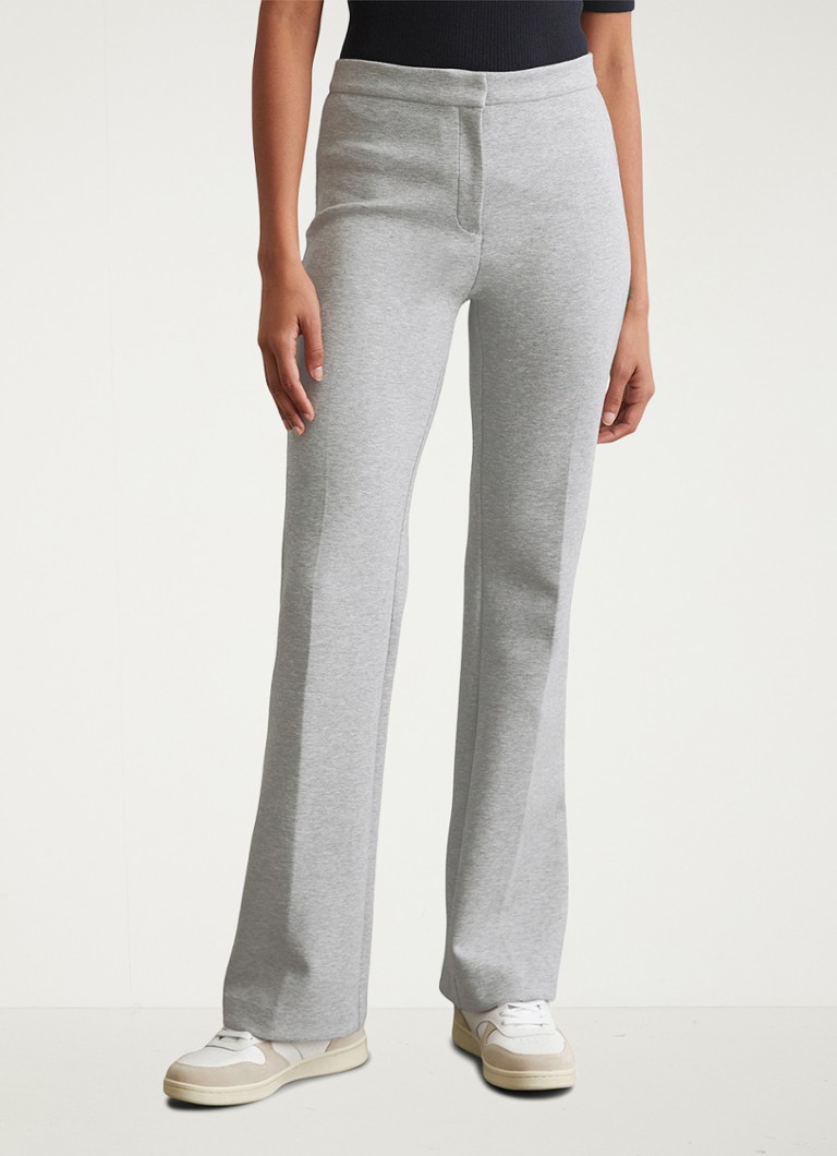 Marc O'Polo - High waist flared broek in biologisch katoenblend - Grijsmele