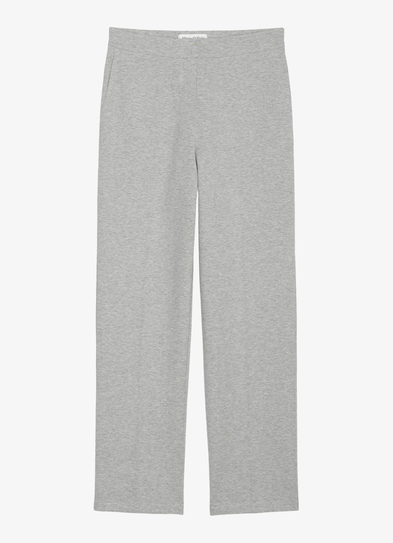 Marc O'Polo - High waist slim fit pantalon met gemêleerd dessin - Grijsmele