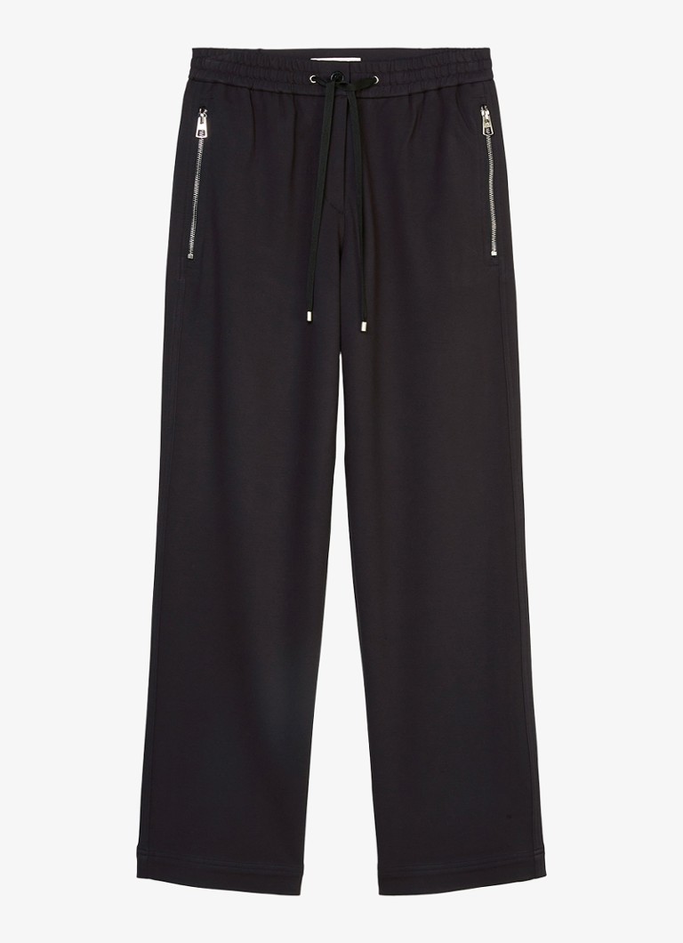 Marc O'Polo - High waist straight fit pantalon met ritszakken - Zwart