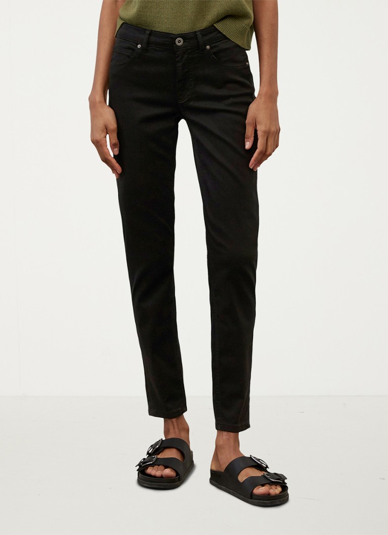 Marc O'Polo - Mid waist slim fit chino in lyocellblend met steekzakken - Zwart