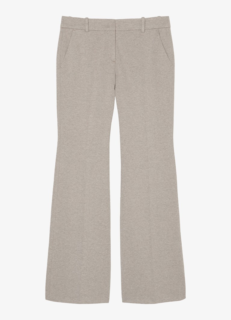 Marc O'Polo - Mid waist straight fit pantalon met gemêleerd dessin - Donkerbeige