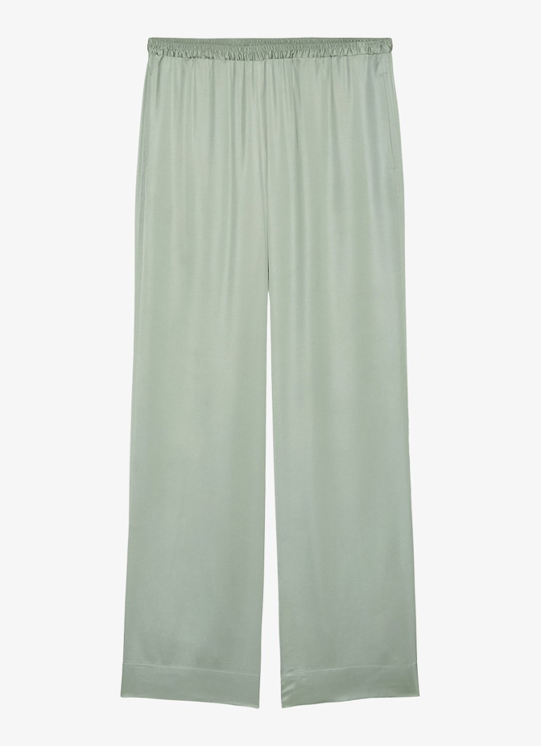 Marc O'Polo - Mid waist wide fit broek met steekzakken - Lindegroen