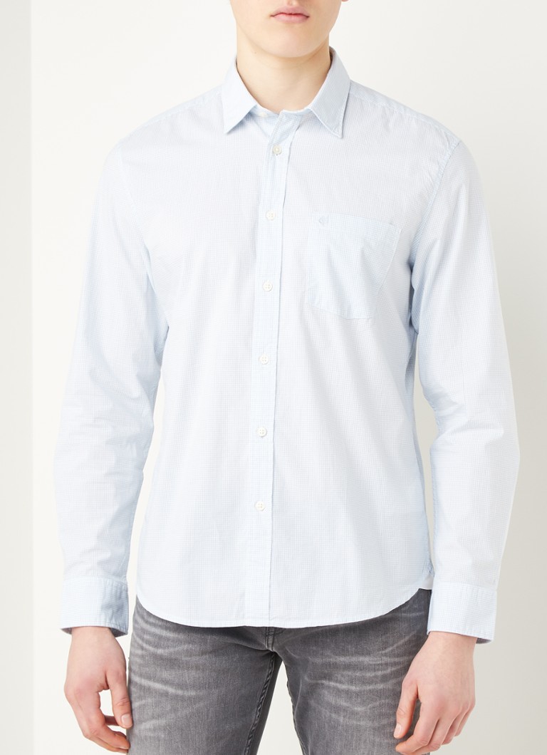 Marc O'Polo - Regular fit overhemd met borstzak en ruitdessin - Lichtblauw