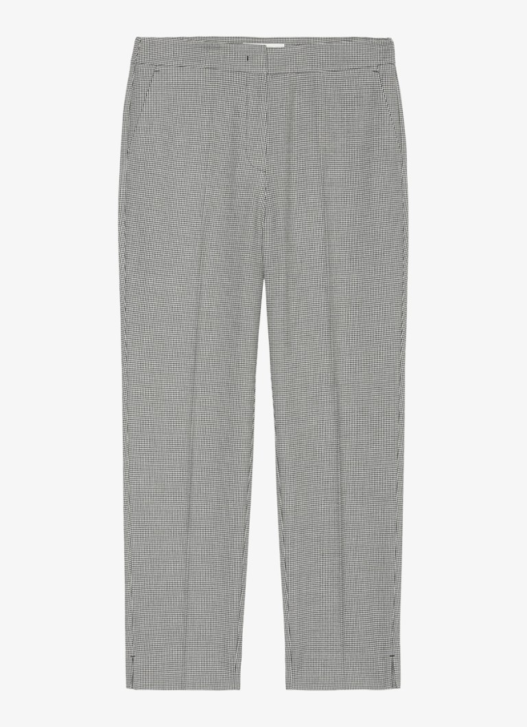 Marc O'Polo - Tapered fit pantalon met pied-de-poule dessin en steekzakken - Grijs