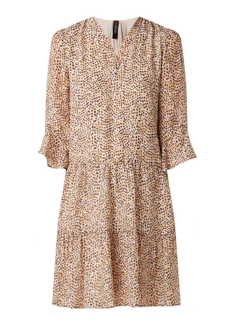Marccain Midi Tuniek Jurk Van Zijde Met Ruches En Stippenprint