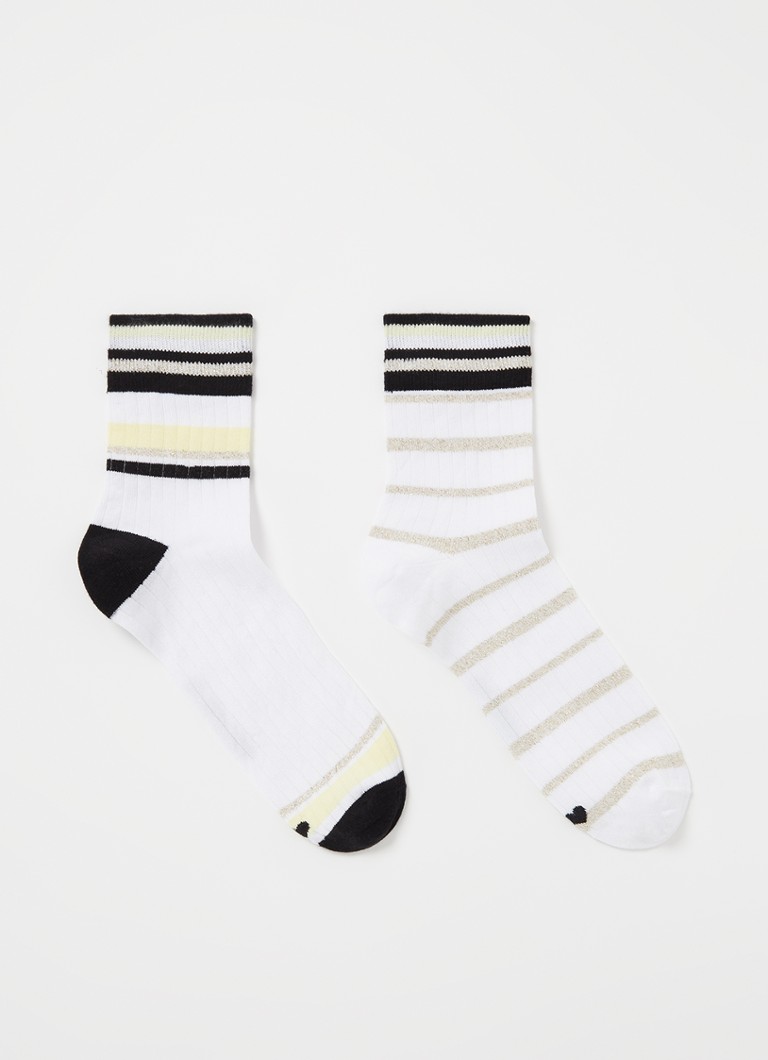 MarcMarcs - Ania sokken met lurex en streepprint in 2-pack - Goud