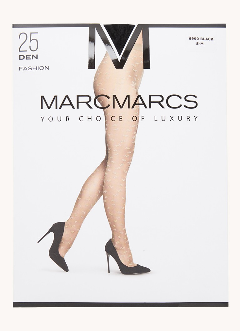 MarcMarcs - Panty in 25 denier met bloemenprint - Zwart
