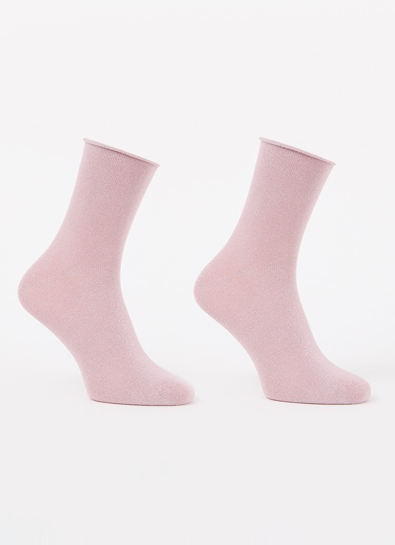 MarcMarcs - Sokken met lurex in 2-pack - Oudroze