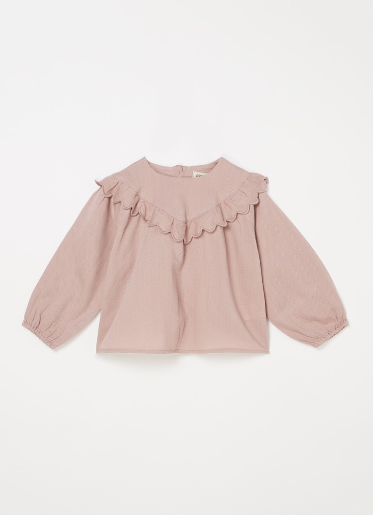 MarMar COPENHAGEN - Tulette blouse met structuur en volant - Oudroze