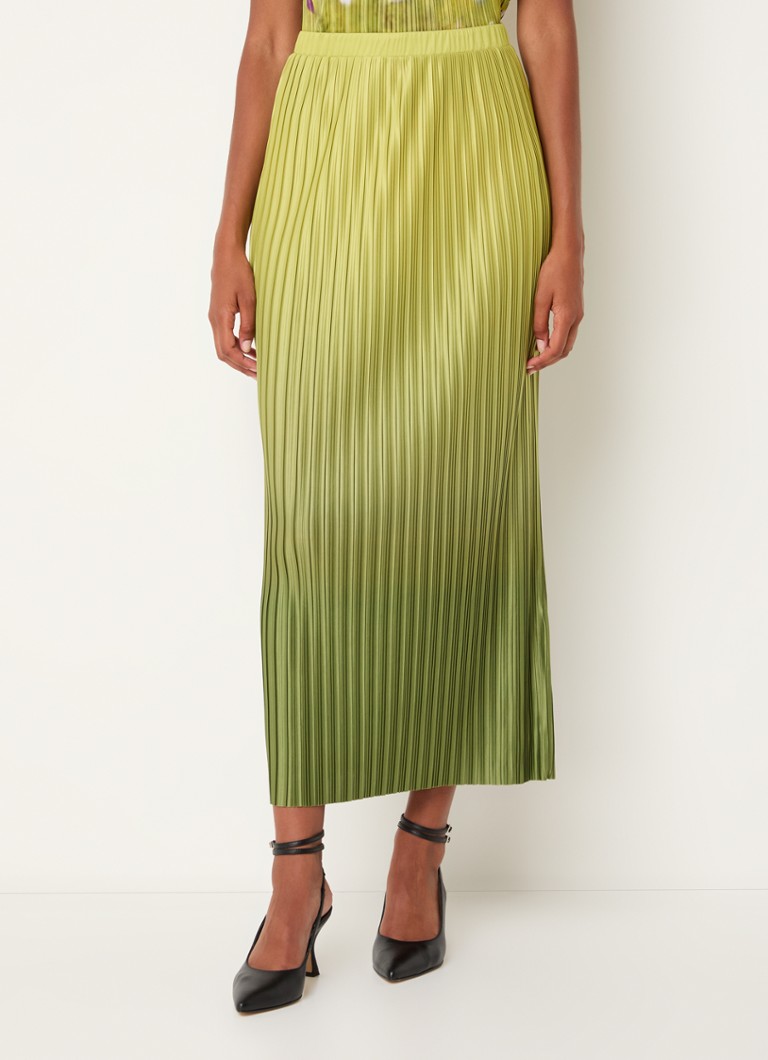 Max & Co - Nemi midi rok met plissé en dip-dye dessin - Lime