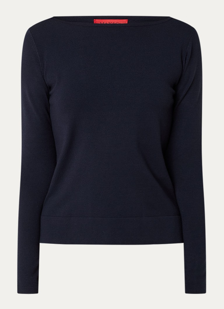 Max Co Ovattare fijngebreide pullover • Donkerblauw • de Bijenkorf