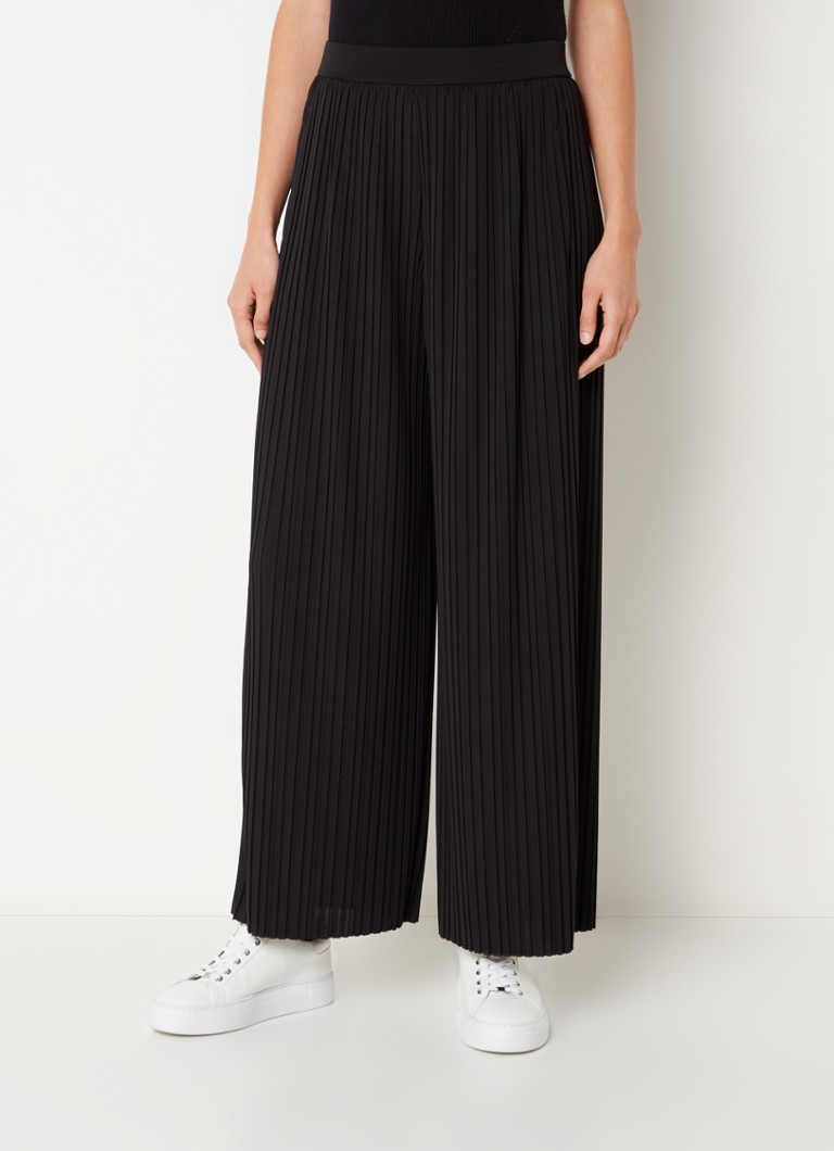 MaxMara - Cacio high waist wide fit broek met plissé - Zwart