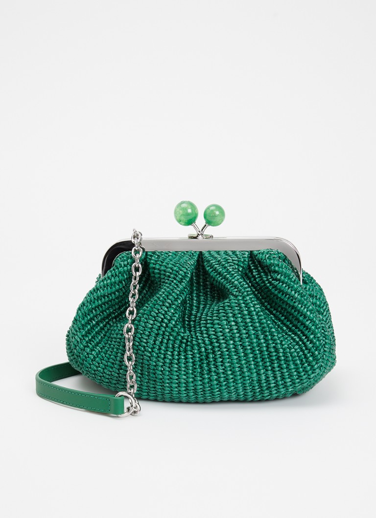 MaxMara - Clutch van raffia met afneembare schouderriem - Groen