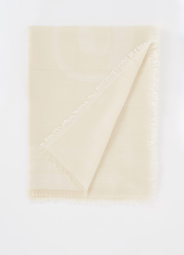 MaxMara - Fabia sjaal in zijde wolblend met print 127 x 127 cm - Creme