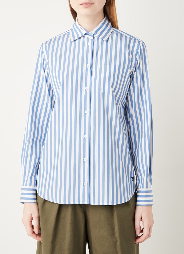 MaxMara - Filippo blouse met streepprint  - Staalblauw
