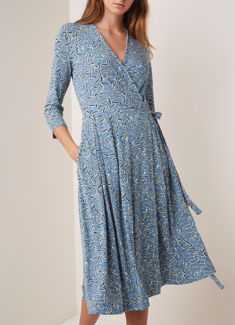 MaxMara - Maxi-jurk van jersey met overslag en grafisch dessin - Lichtblauw