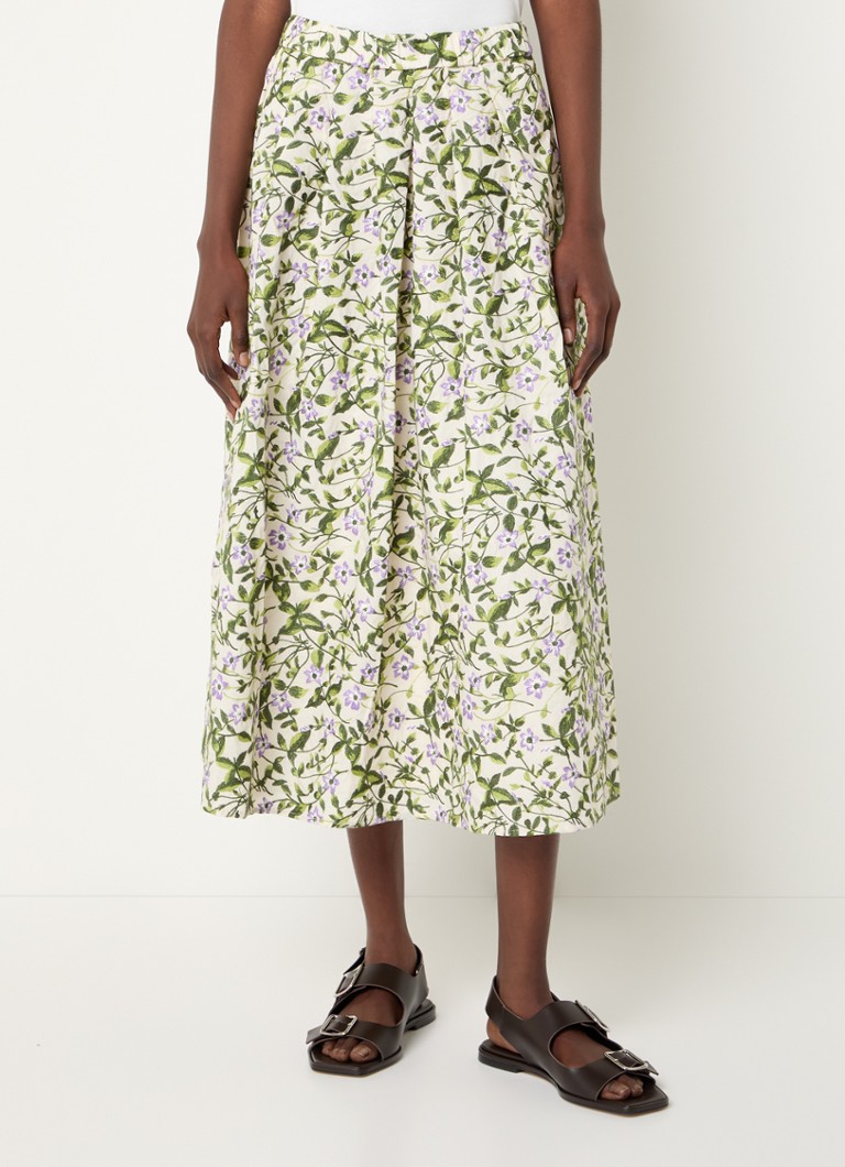 MaxMara - Orme midi plooirok met bloemborduring - Groen
