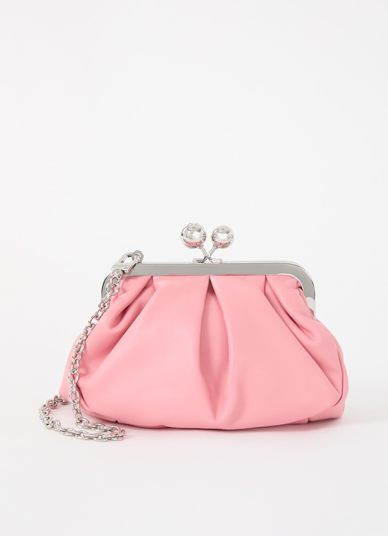 MaxMara - Pasticcino clutch van leer met afneembare schouderriem - Zalmroze