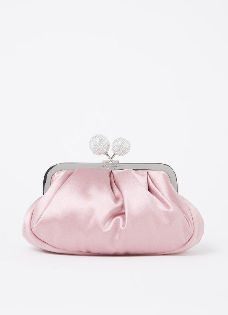 MaxMara - Pasticcino Emmy clutch van satijn met afneembare schouderriem - Lichtroze