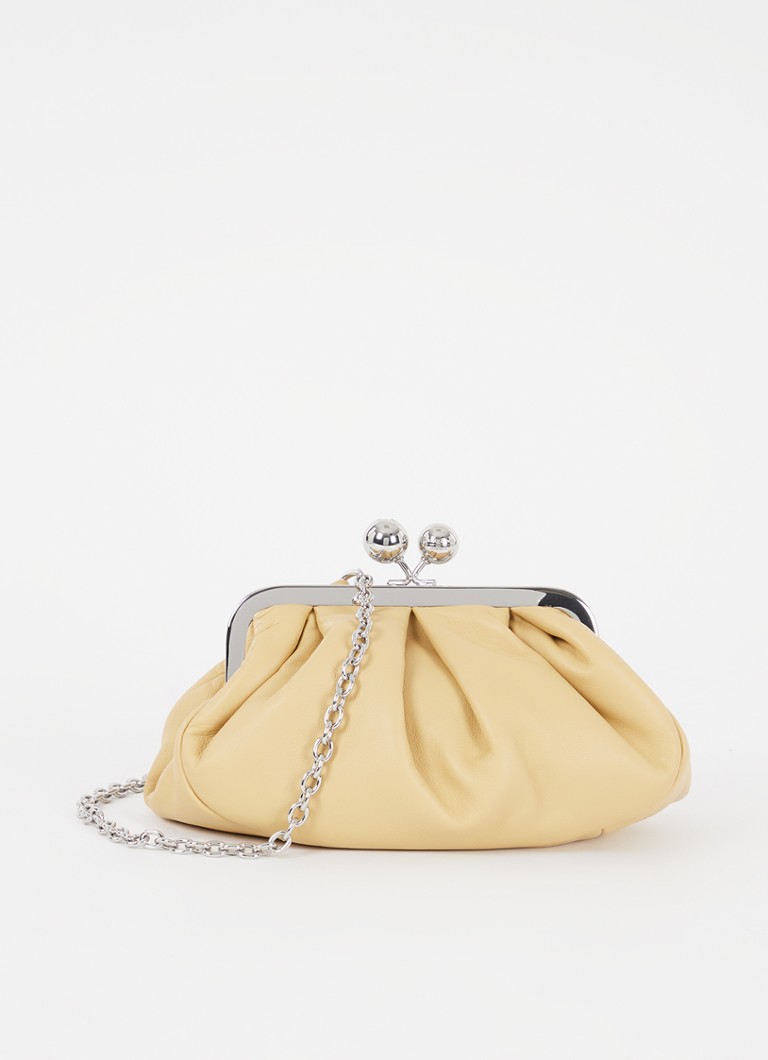 MaxMara - Pasticcino Prati clutch van leer met afneembare schouderriem - Mosterd