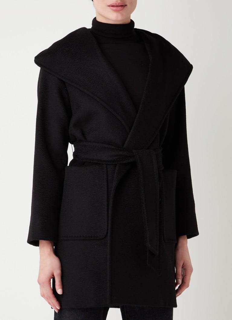 MaxMara - Rialto mantel van wol met strikceintuur - Zwart
