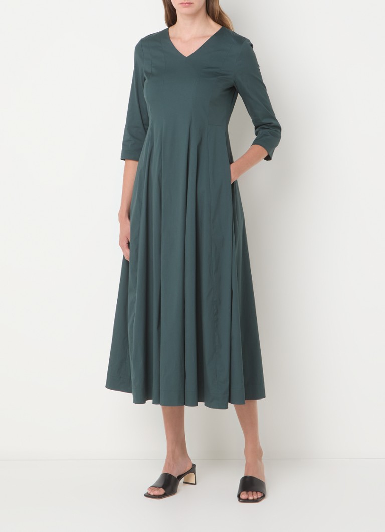 MaxMara - Romolo midi jurk met V-hals - Donkergroen