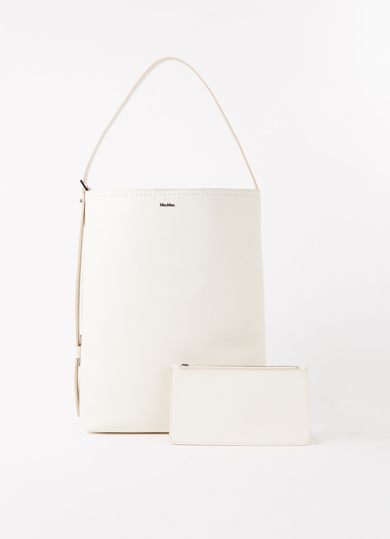 MaxMara - Shopper van kalfsleer met uitneembaar etui - Gebroken wit